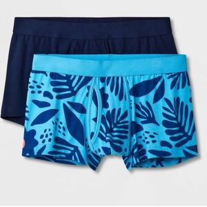 Men 2 Pack Trunks Cotton Spandex - Blues - M
